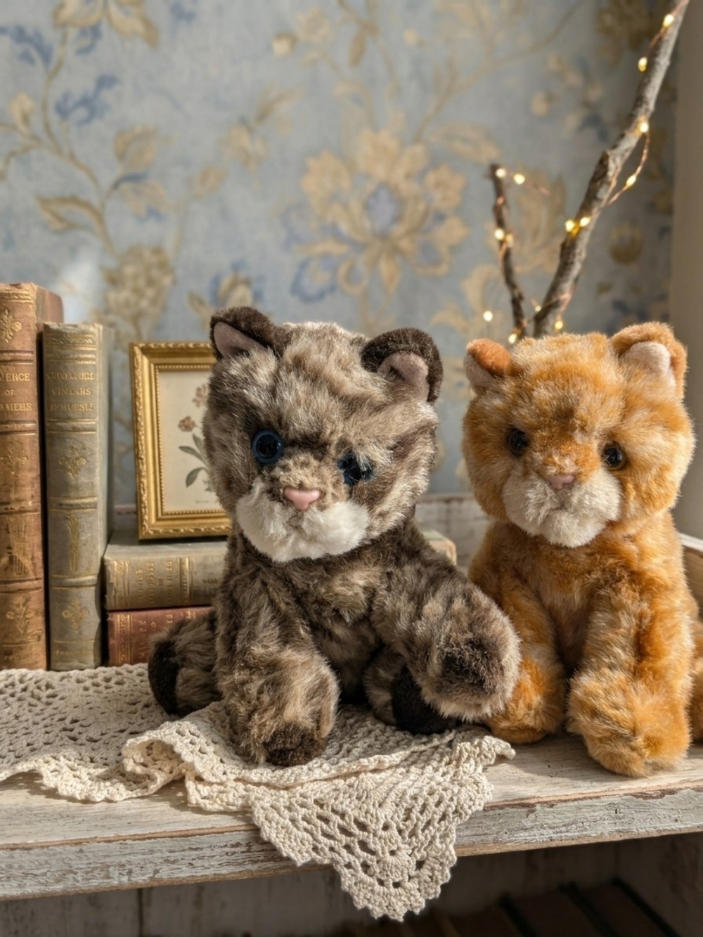 Vintage Russ Berrie Whiskers Kittens Plush Pair Cozycore Grandmacore 90s